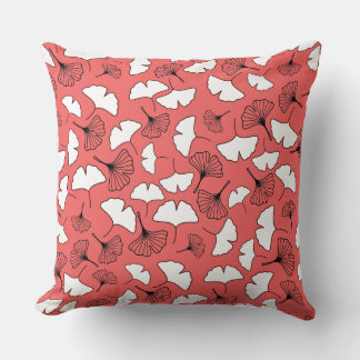 Modern Fall Vibes: White and Black Gingko Leaves Cushion