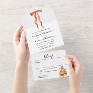 Modern Fall Wedding  All In One Invitation
