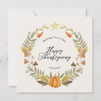 Modern Fall Wreath Thanksgiving Card