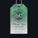 Modern Falling Green Glitter 60th Birthday Gift Tags<br><div class="desc">Elegant Falling Green Glitter with a unique green number 60 framed with modern circular dots and lines.</div>