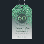 Modern Falling Green Glitter 60th Birthday Gift Tags<br><div class="desc">Elegant Falling Green Glitter with a unique green number 60 framed with modern circular dots and lines.</div>