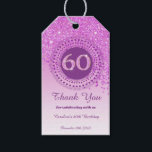 Modern Falling Pink Glitter 60th Birthday Gift Tags<br><div class="desc">Falling Pink Glitter with a unique pink number 60 framed with modern circular dots and lines.</div>