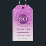 Modern Falling Pink Glitter 60th Birthday Gift Tags<br><div class="desc">Falling Pink Glitter with a unique pink number 60 framed with modern circular dots and lines.</div>