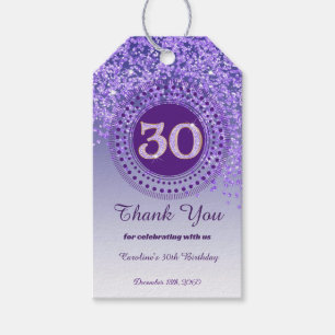 Modern Falling Purple Glitter 30th Birthday Gift Tags