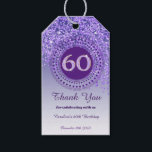 Modern Falling Purple Glitter 60th Birthday Gift Tags<br><div class="desc">Elegant Falling Purple Glitter with a unique purple number 60 framed with modern circular dots and lines.</div>