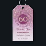 Modern Falling Rose Gold Glitter 60th Birthday Gift Tags<br><div class="desc">Elegant Falling Rose Gold Glitter with a unique Rose Gold number 60 framed with modern circular dots and lines.</div>
