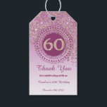 Modern Falling Rose Gold Glitter 60th Birthday Gift Tags<br><div class="desc">Elegant Falling Rose Gold Glitter with a unique Rose Gold number 60 framed with modern circular dots and lines.</div>