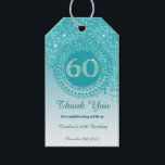 Modern Falling Teal Blue Glitter 60th Birthday Gift Tags<br><div class="desc">Elegant Falling Teal Blue Glitter with a unique teal blue number 60 framed with modern circular dots and lines.</div>