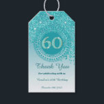Modern Falling Teal Blue Glitter 60th Birthday Gift Tags<br><div class="desc">Elegant Falling Teal Blue Glitter with a unique teal blue number 60 framed with modern circular dots and lines.</div>