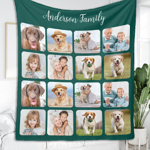 Modern Family 16 Photo Collage Customised Colour  Fleece Blanket