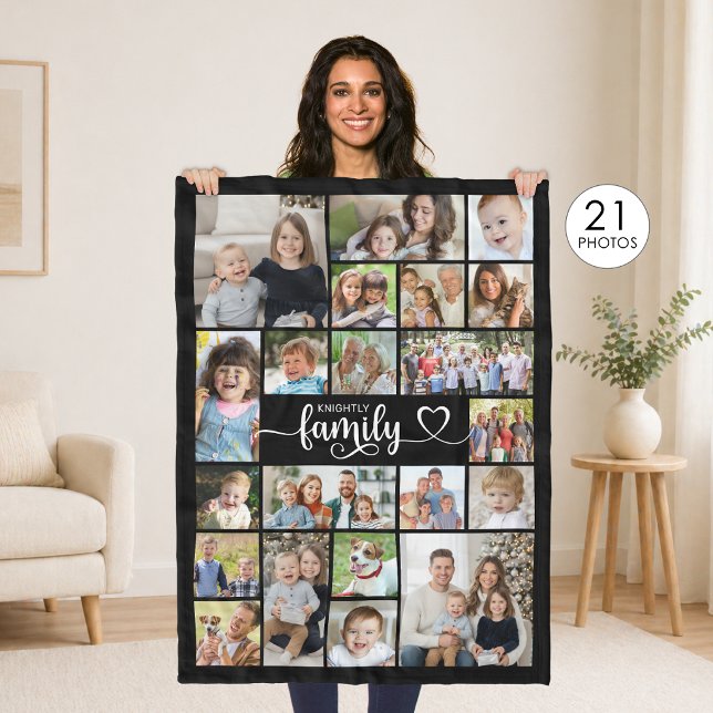 Modern Family 21 Photos Script Heart Name Custom Fleece Blanket (Creator Uploaded)