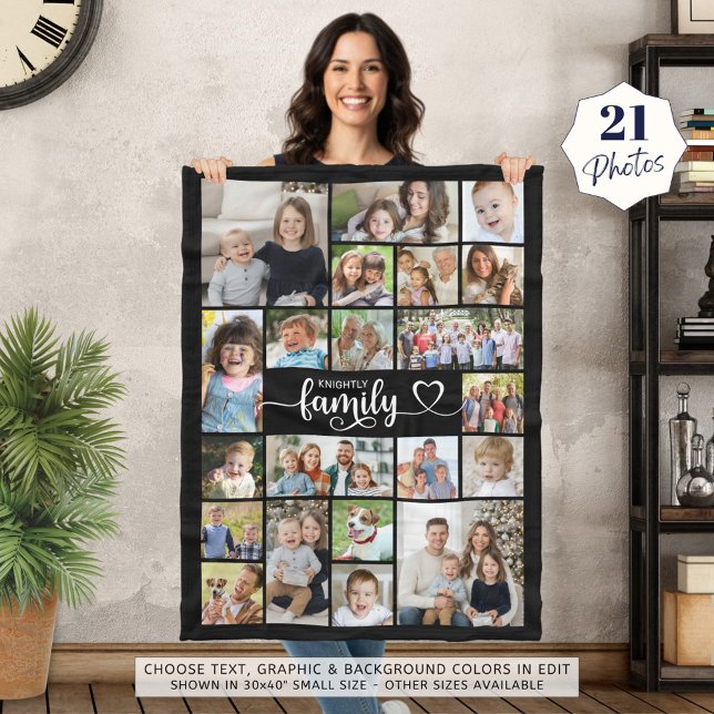 Modern Family 21 Photos Script Heart Name Custom Fleece Blanket (Creator Uploaded)