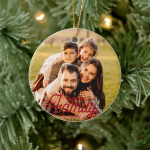 Modern Family 2 Photo Name Custom Colour Ceramic O Tree Decoration