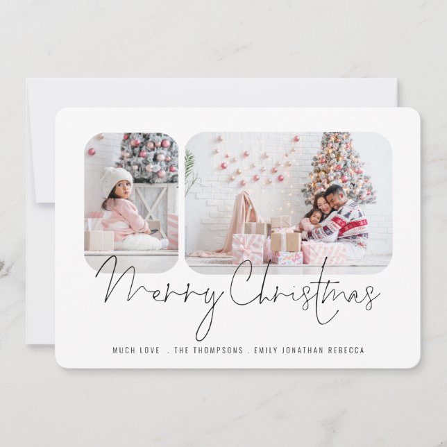 Modern Family 2 Photos Script Merry Christmas Card (Front)