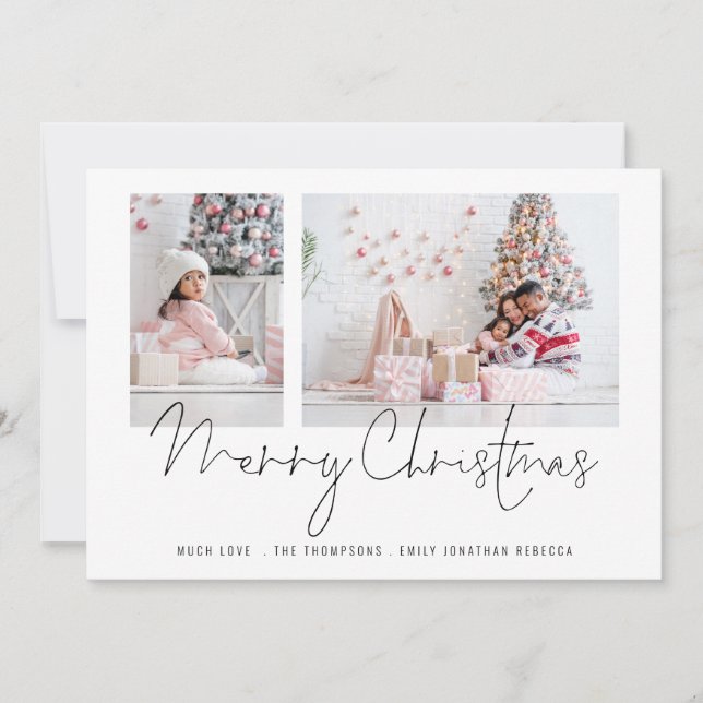 Modern Family 2 Photos Script Merry Christmas Card (Front)