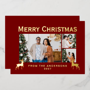 Modern Family 3 Photo Collage Elegant Christmas