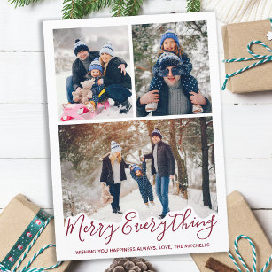 Modern Family 3 Photo Collage Merry Everything  Holiday Card