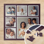 Modern Family 6 Square Photo Collage Jigsaw Puzzle<br><div class="desc">Add six of your favourite family photos to create a beautiful unique photo collage puzzle with one larger focal image and 5 smaller squares around it. Use the design tools to upload more photos, add text and customise the fonts and colours to create your own one of a kind family...</div>