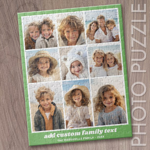 Modern Family 9 Photo Collage Green - Minimal Jigsaw Puzzle