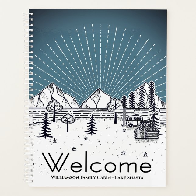 Modern Family Cabin Vacation Rental Guest Welcome Planner (Front)
