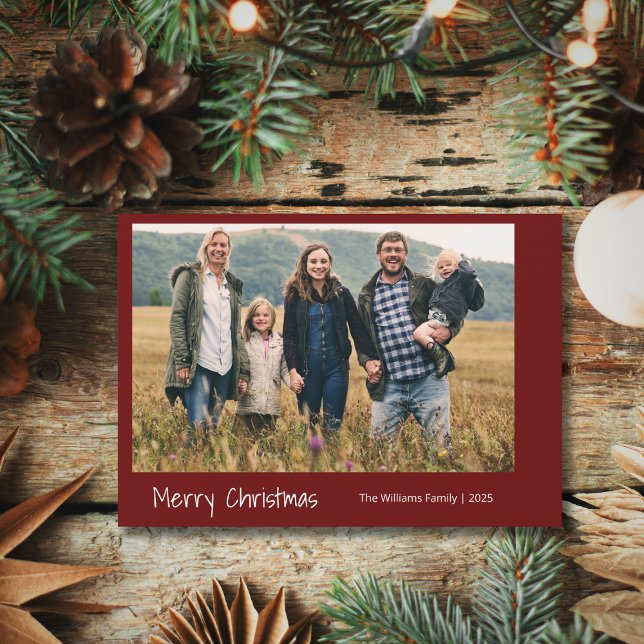 Modern Family Christmas Photo Festive Red  Holiday Card (Creator Uploaded)