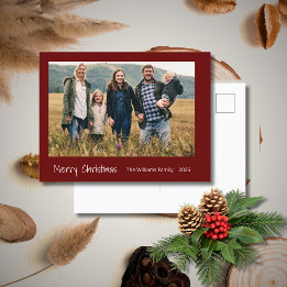 Modern Family Christmas Photo Festive Red Holiday Postcard