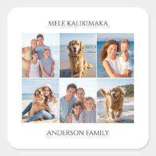 Modern Family Christmas Photo  Mele Kalikimaka Square Sticker