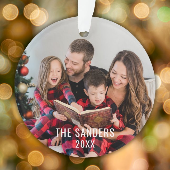 Modern Family Christmas Photo Script, merry Ornament (Creator Uploaded)