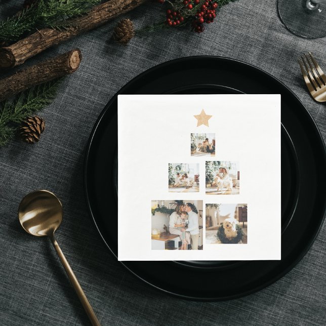 Modern Family Christmas Tree Photo With Star Napkin (Creator Uploaded)