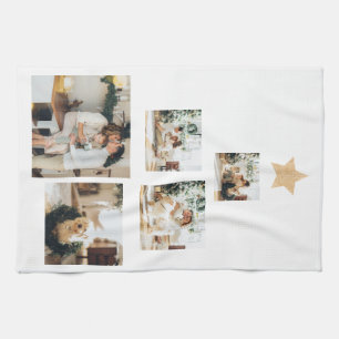 Modern Family Christmas Tree Photo With Star Tea Towel