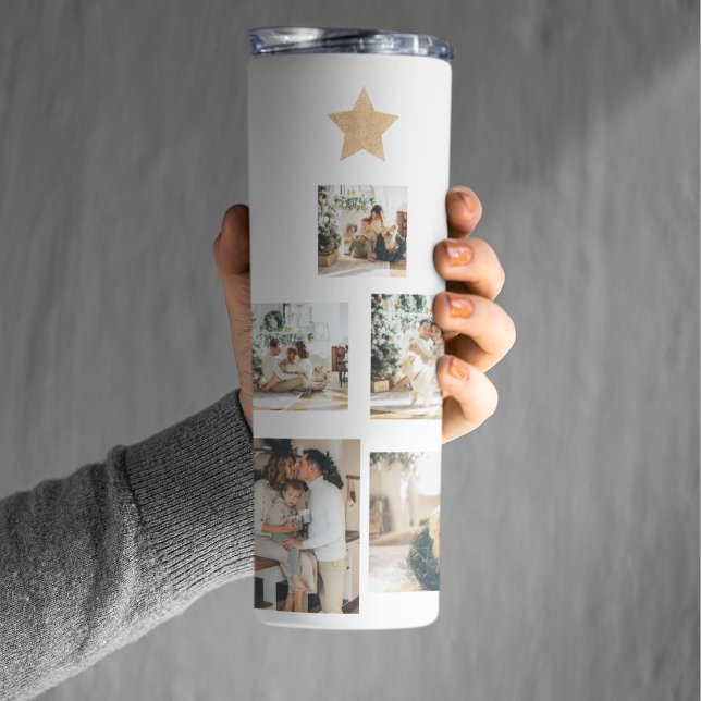 Modern Family Christmas Tree Photo With Star Thermal Tumbler (Creator Uploaded)