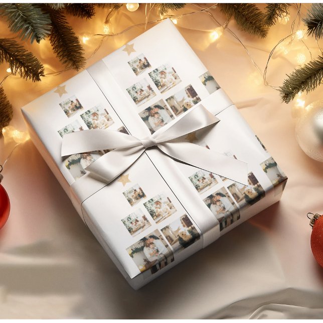 Modern Family Christmas Tree Photo With Star Wrapping Paper (Creator Uploaded)