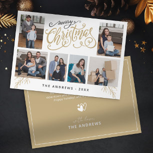 Modern Family Collage Photo Christmas Typography Holiday Card