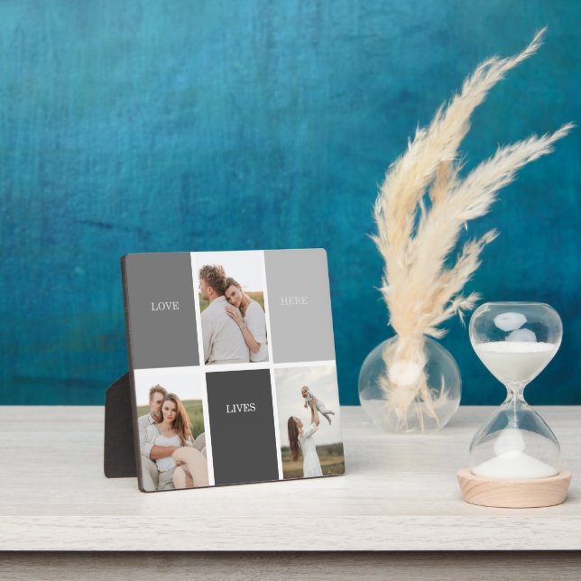 Modern Family Collage Photo & Grey Lovely Gift Plaque (Insitu)