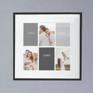 Modern Family Collage Photo & Grey Lovely Gift Poster