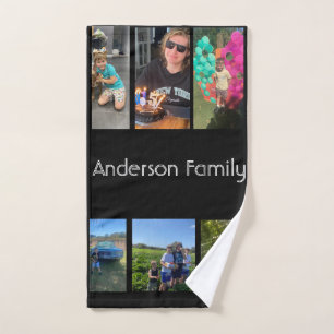 modern family collage photo  hand towel