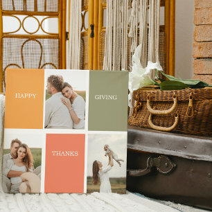 Modern Family Collage Photo   Happy Thanksgiving Canvas Print