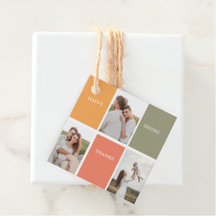 Modern Family Collage Photo Happy Thanksgiving Favour Tags