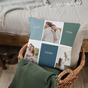 Modern Family Collage Photo   Love Live Here  Cushion