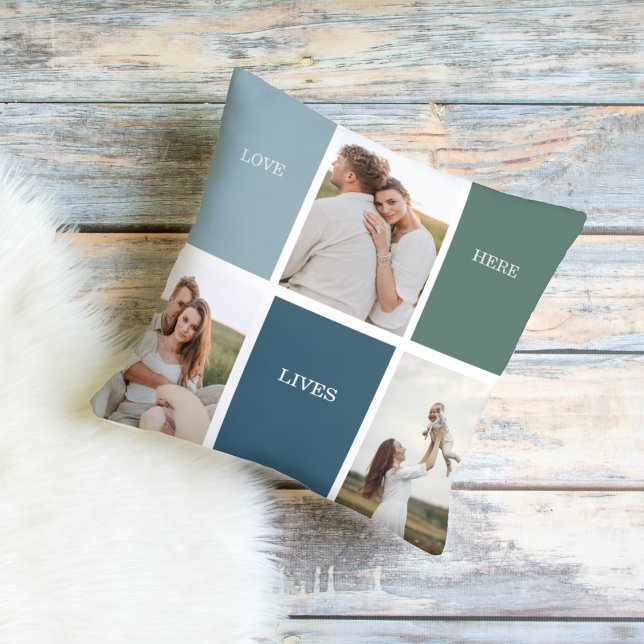 Modern Family Collage Photo | Love Live Here  Cushion (Creator Uploaded)