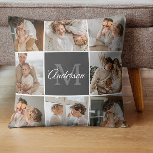 Modern Family Collage Photo & Personalised Gift Cushion