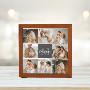 Modern Family Collage Photo & Personalised Gift Desk Organiser