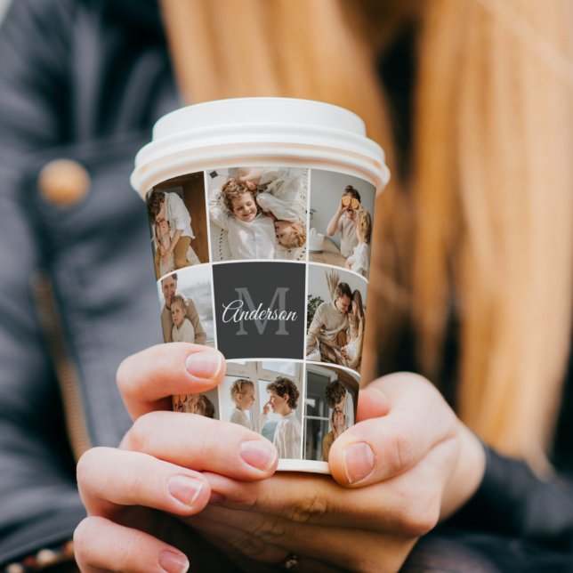 Modern Family Collage Photo & Personalised Gift Paper Cups (Creator Uploaded)