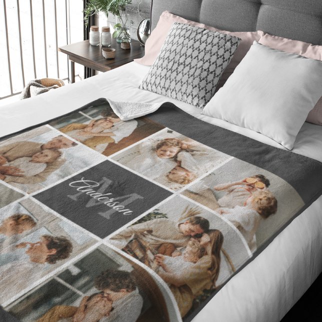 Modern Family Collage Photo & Personalised Gift Sherpa Blanket (Creator Uploaded)
