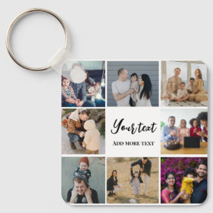 Modern family collage simple personalised key ring