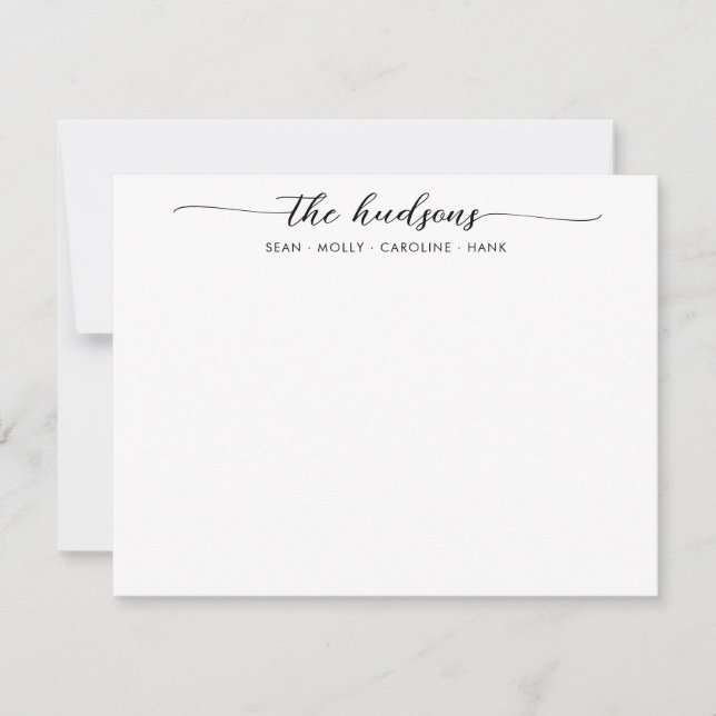 Modern Family Couples Name Black Chic Script Font Card (Front)