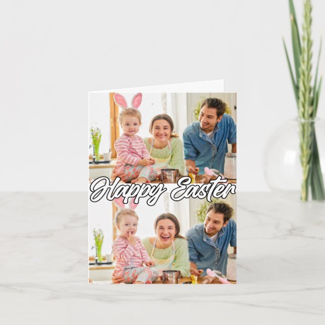 Modern Family Custom 2-photo Easter Holiday Card (Front)