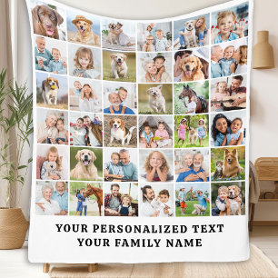 Modern Family Custom 36 Photos Collage Birthday Fleece Blanket