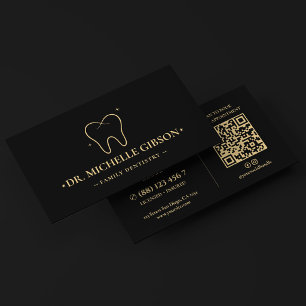 Modern Family Dentist Cosmetic Dental Clinic Black Business Card