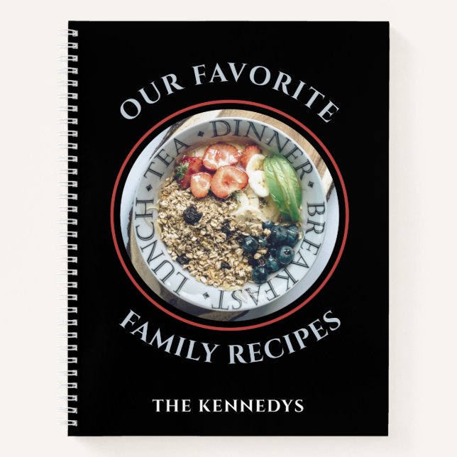 Modern Family Favourite Recipes Cookbook Black Notebook (Front)
